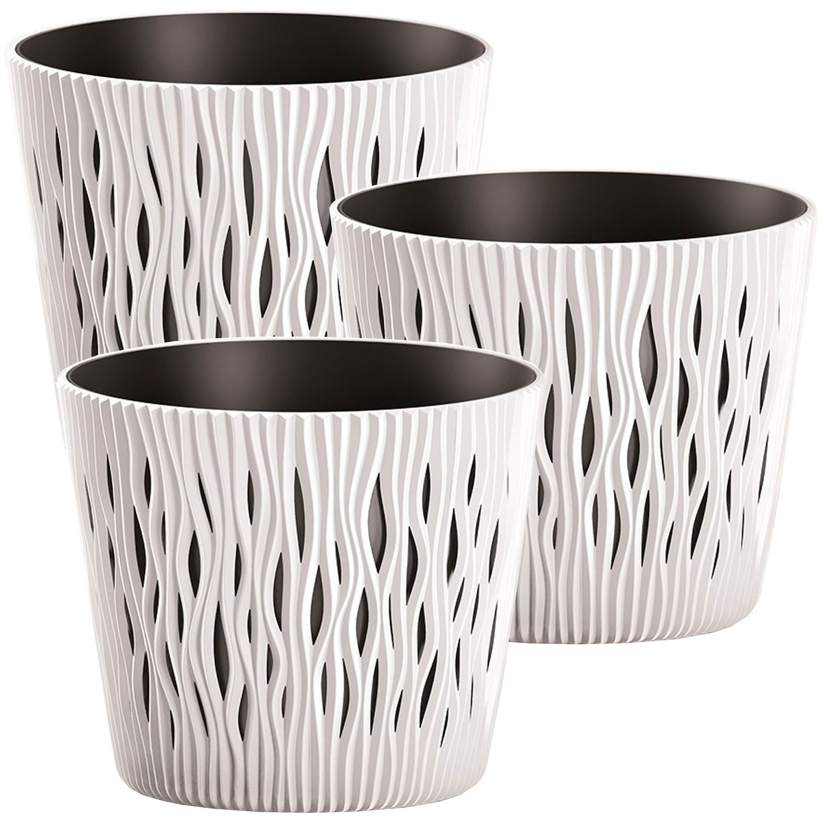 WellHome - Set mit 3 Pflanztöpfen 5L Sandy Round Ø22,5 cm/Stück in Weiß Image