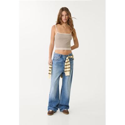 Stradivarius D88 Wide-leg baggy jeans Overdyed blue 4
