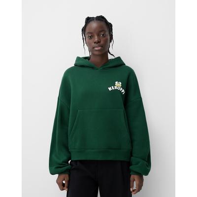 Bershka Kerokerokeroppi Hooded Sweatshirt Women M Green