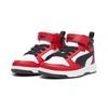 Sneaker PUMA "Rebound V6 Mid Sneakers Kinder", Kinder, Gr. 34.5, rot (weiß schwarz for all time rot), Obermaterial: Synthetik, Textil; Futter: Textil; Laufsohle: Gummi, Schuhe