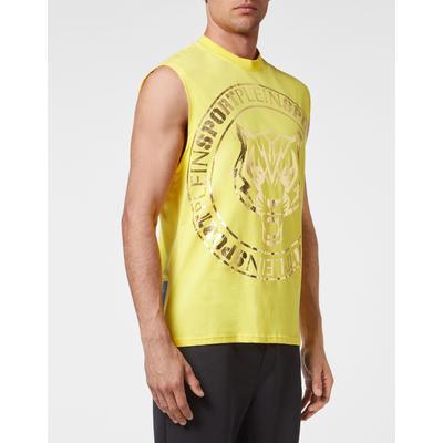 T-Shirt PLEIN SPORT "Statement", Herren, Gr. M, 09, gelb, Obermaterial: 100% Baumwolle, Shirts Image