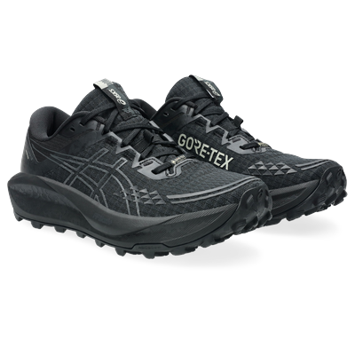 Trailrunningschuh ASICS "GEL-TRABUCO 13 GORE-TEX", Gr. 39,5, schwarz (schwarz, graphite grau), Textil, Synthetik, sportl