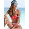 Bügel-Bandeau-Bikini-Top S.OLIVER "Audrey", Damen, Gr. 34, Cup E, rot (rot, weiß), Recycling-Polyamid, gepunktet, gestreift, Bikini-Oberteile, mit Mustermix aus Punkten und Streifen