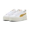 Sneaker PUMA "Mayze Lux Sneakers Damen", Gr. 39, weiß archive gold gelb, Obermaterial: Kuhleder, Synthetik; Futter: Textil; Innensohle: Textil; Laufsohle: Gummi, Schuhe