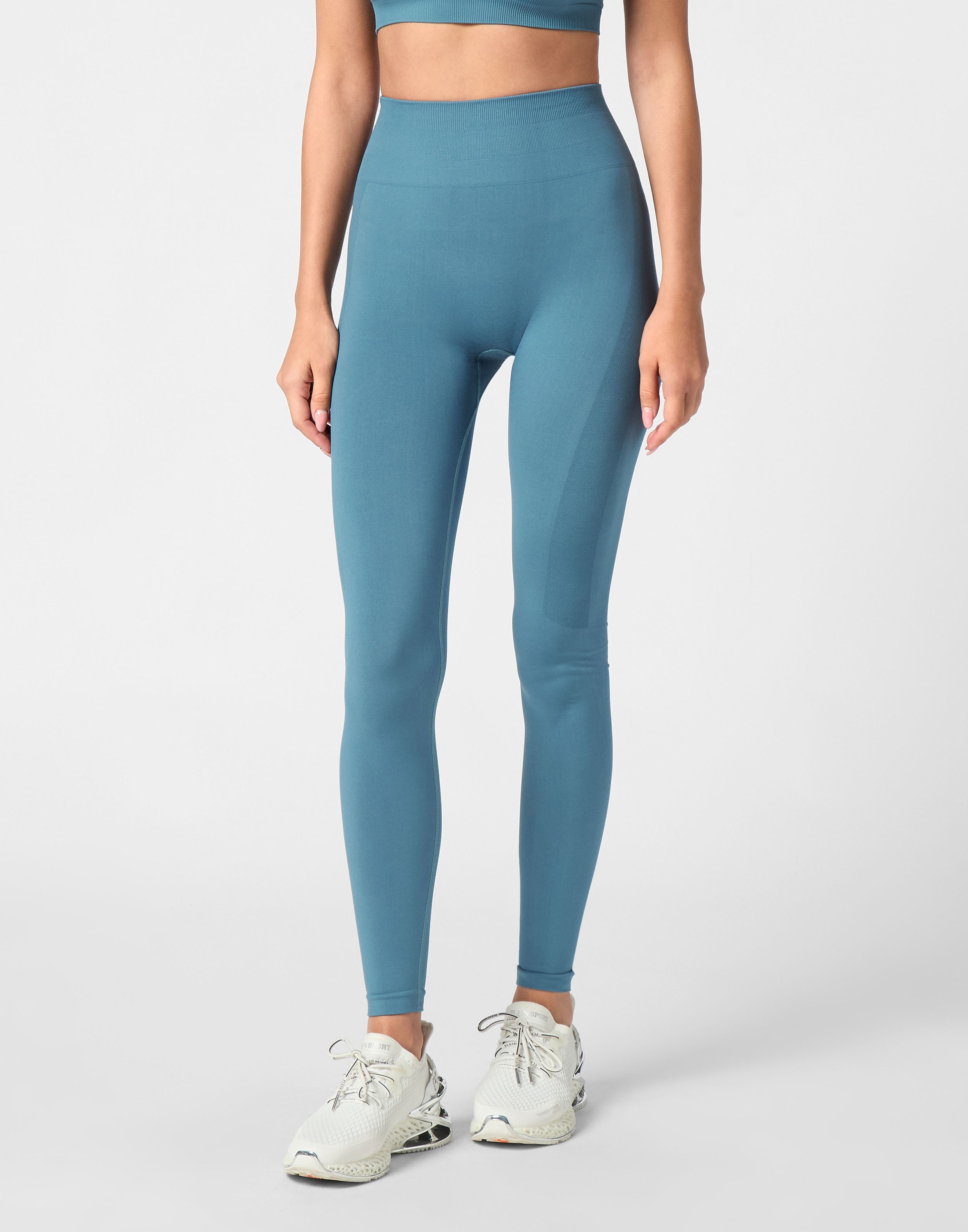 Leggings PLEIN SPORT "Logo", Damen, Gr. XXL, US-Größen, blau (18, petrol), Obermaterial: 53% Polyamid, 37% Polyester, 10% Elasthan, Hosen Leggings
