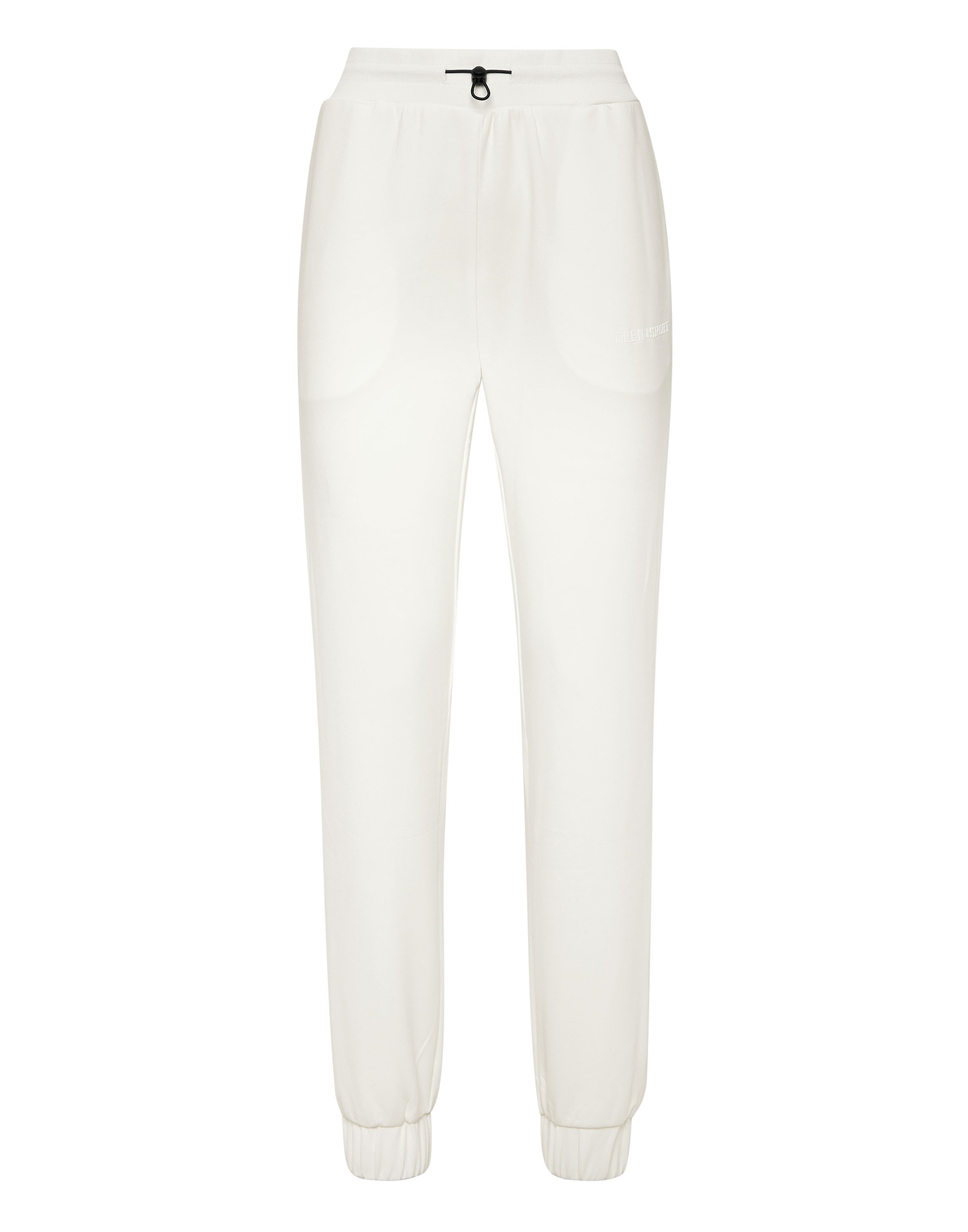 Jogginghose PLEIN SPORT "Jogginghose", Damen, Gr. XL, US-Größen, weiß (01, weiß), Obermaterial: 48% Polyester, 24% Baumwolle, 23% Modal, 5% Elasthan, Hosen Jogginghose