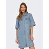 Jeanskleid ONLY "ONLBELLE S/S BUTTON DRESS DNM GUA NOOS", Damen, Gr. M (38), N-Gr, blau (light blau denim), Denim/Jeans, Obermaterial: 100% Baumwolle, unifarben, modisch, regular fit, Kurzarm, Kleider
