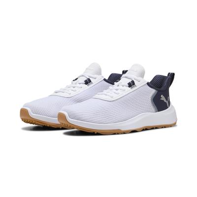 Golfschuh PUMA "Fusion Crush Sport Golfschuhe Herren", Gr. 43, weiß deep navy gum blau beige, Obermaterial: Synthetik, T