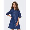 Jeanskleid ONLY "ONLBELLE S/S BUTTON DRESS DNM GUA NOOS", Damen, Gr. XS (34), N-Gr, blau (dunkelblau denim), Denim/Jeans, Obermaterial: 100% Baumwolle, unifarben, modisch, regular fit, Kurzarm, Kleider