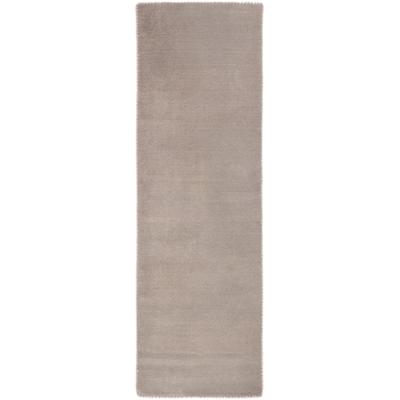Wollteppich CARPETFINE "Gabbeh Lola Uni", grau (hellgrau), B:80cm H:14mm L:150cm, Wolle, Teppiche, mit natürlichem Pflanzenmaterial von Hand gewebt, auch in Rund Image