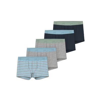 Trunk NAME IT "NKMBOXER für Jungen mit Logoschriftzug und weichem Bund", Kinder, Gr. 98, blau (aquamarine), Jersey, Obermaterial: 95% Baumwolle, 5% Elasthan, unifarben, bedruckt, Unterhosen, eng, Jersey, aquamarine, angesetztes Bündchen Image