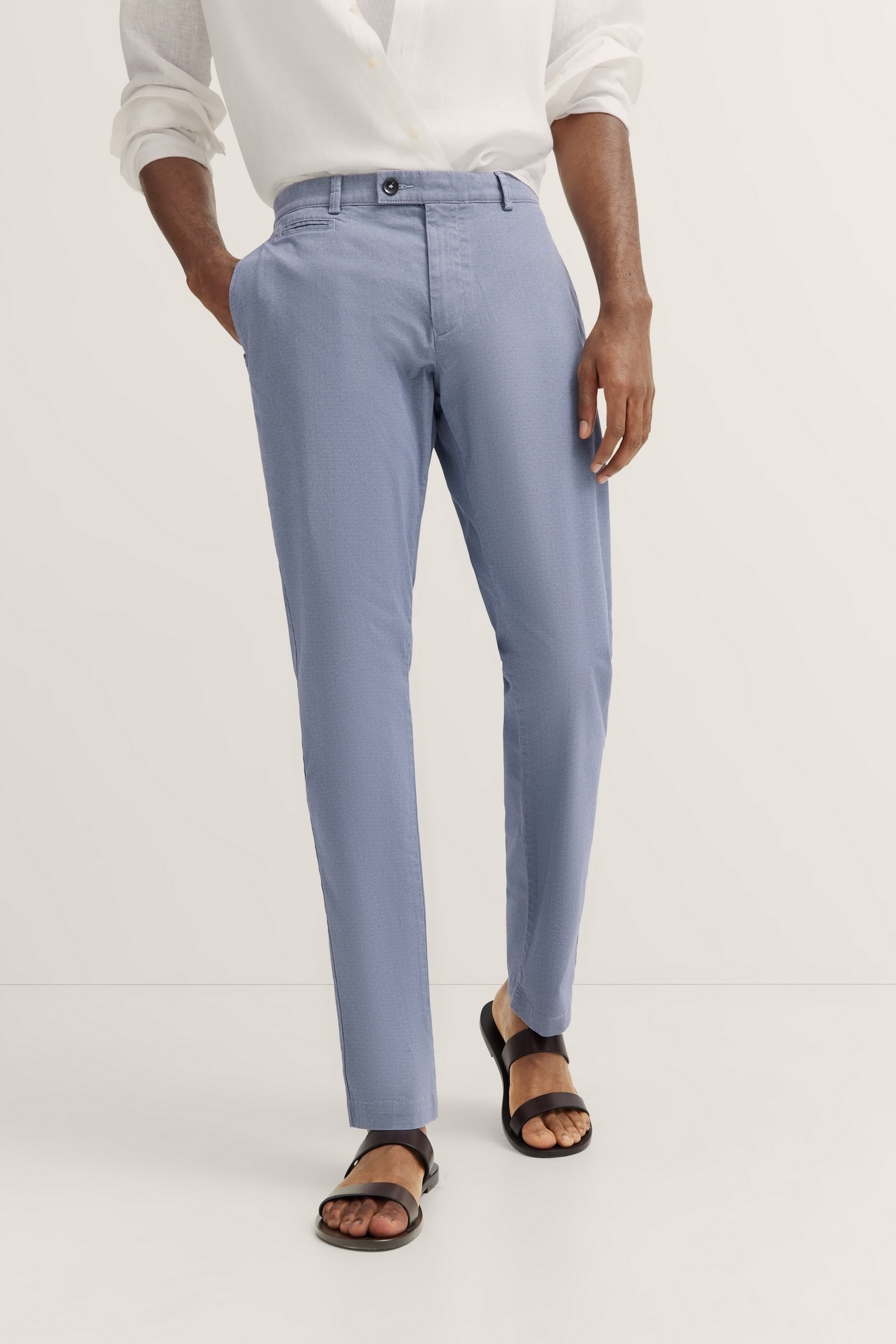 Chinohose BUGATTI, Herren, Gr. 34, Länge 30, blau (350, blau), 86% Baumwolle, 11% Polyester, 3% Elasthan, unifarben, normal, Hosen Chinohose, mit Stretchfunktion