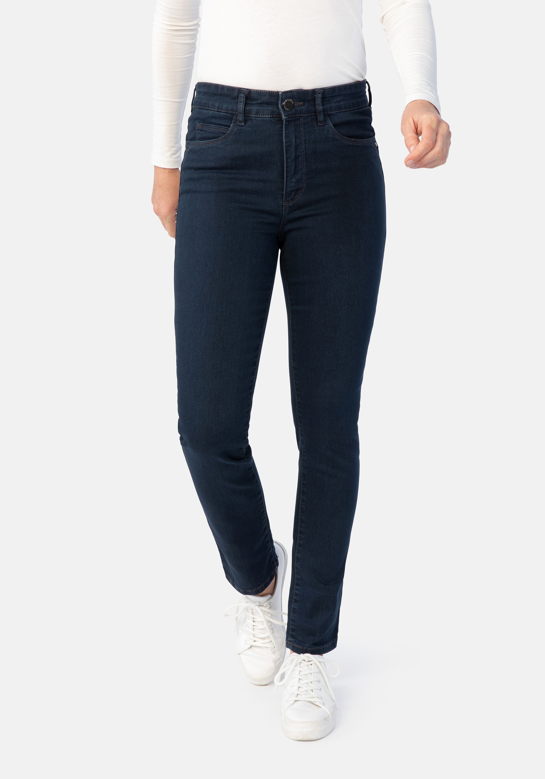 5-Pocket-Jeans STOOKER WOMEN "Milano Denim Basic Magic Shape Fit", Damen, Gr. 42, Länge 30, blau (dunkelblau), Denim/Jeans, 76% Baumwolle, 22% Polyester, 2% Elasthan, schmal lang, Jeans 5-Pocket-Jeans, Casual Clean Wash Denim Jeans Magic Shape...