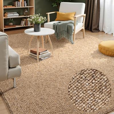 Teppich ELLE DECORATION "Rocco", braun (karamell), B:120cm H:10mm L:170cm, Polypropylen, Teppiche, Nachhaltig, Läufer, waschbar, Wohnzimmer, Esszimmer, Woll-Optik Image