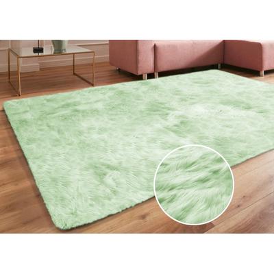 Hochflor-Teppich MY HOME "Valeria, Fellteppich, kuschelig, flauschig" Gr. 3, grün (mintgrün), B:120cm H:60mm L:180cm, Kunstfaser, Teppiche, Kunstfell, weiche Teppiche, Wohnzimmer, Schlafzimmer, Esszimmer Image