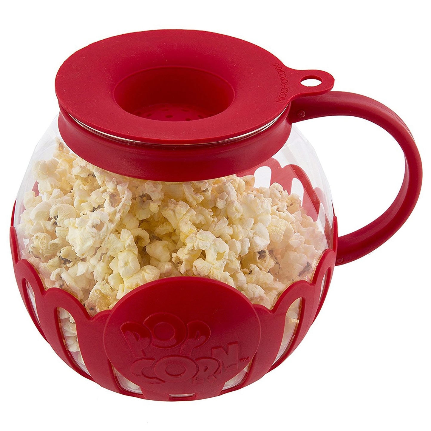 Ecolution Micro-Pop Microwave Popcorn Popper 1.5 Quarts, Snack Size, Red