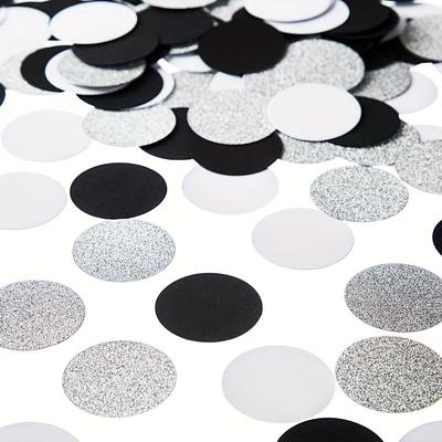 TEMU 120pcs Sparkling Silvery, Black & White Dot Confetti - Weddings, Bridal Showers, Birthdays, Retirement Parties, Anniversaries & Halloween Table Decorations Image