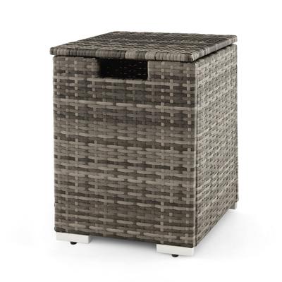 Costway 2-in-1 Patio Rattan Gas Propane Tank Cover for 20 lbs Propane Tanks-Gray