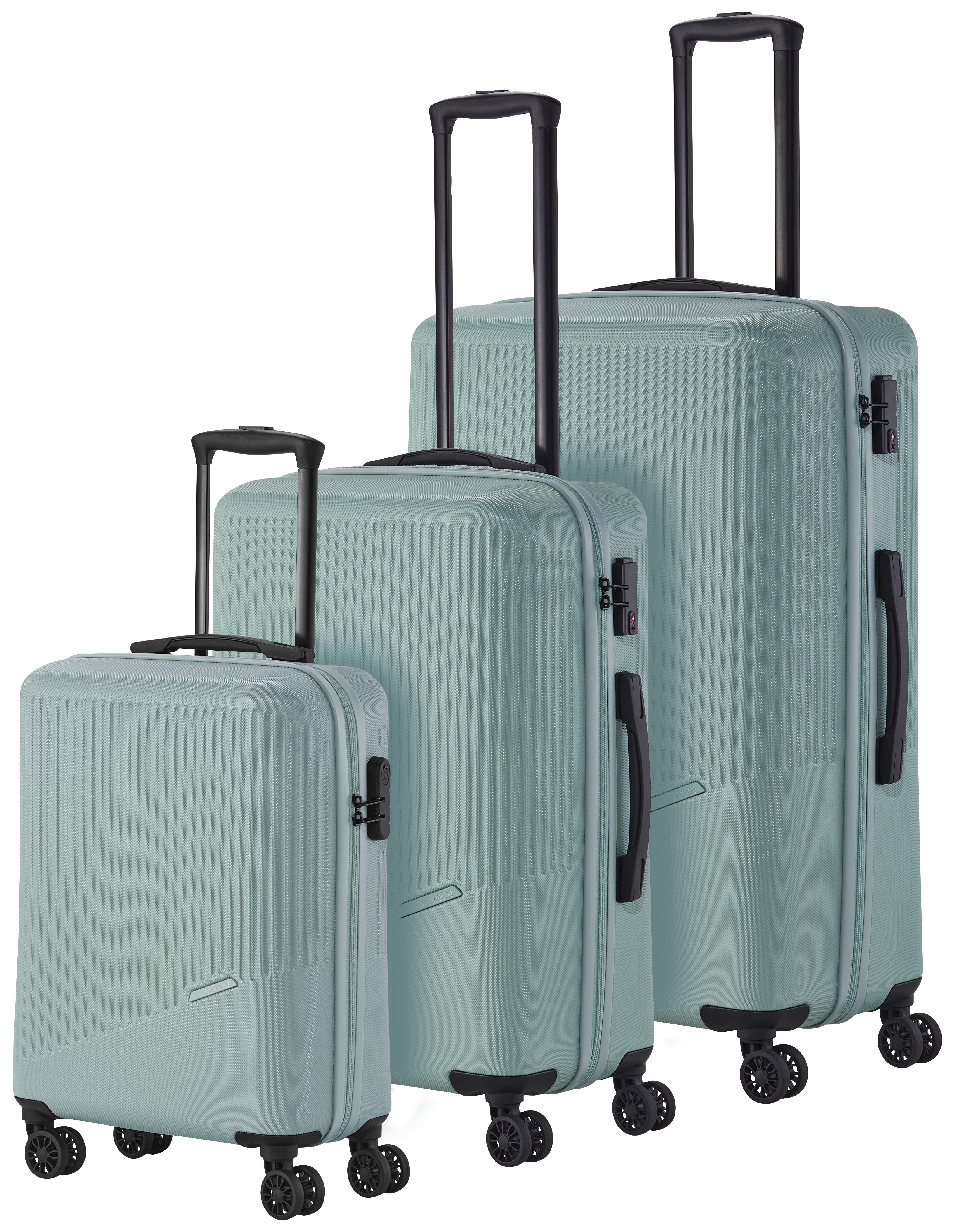 Trolleyset TRAVELITE "BALI 4w L/M/S", grün (mint), ABS, unifarben, Koffer-Sets, Kofferset Reisegepäck Reisekoffer Hartschallenkoffer TSA Schloss Image