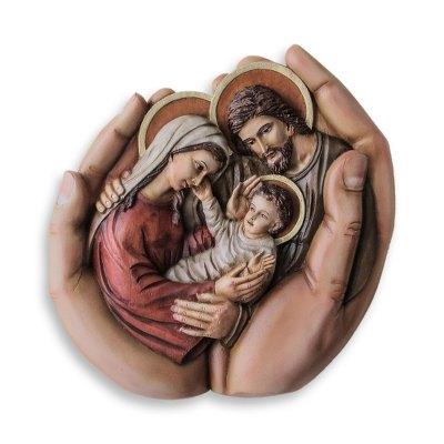 In God's Hands,'Peruvian Hand Carved Holy Family Cedar Wall Sculpture'