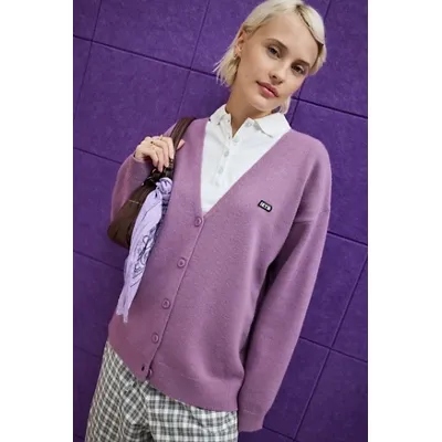 iets frans. Grandad V-Neck Cardigan - Purple XS at Urban Outfitters