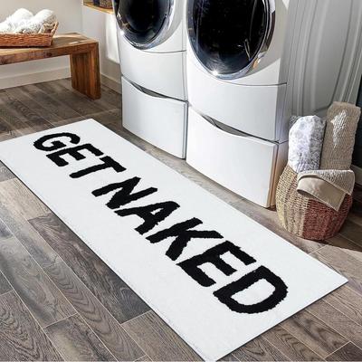 Urban Outfitters Bath | Get Naked Bath Mat Runner White Funny Rug Decor Urban Outfitters Bathroom Decor | Color: White | Size: Os