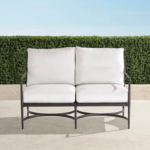 Angelina Loveseat with Cushions in Jet Black Aluminum - Standard, Cobalt - Frontgate
