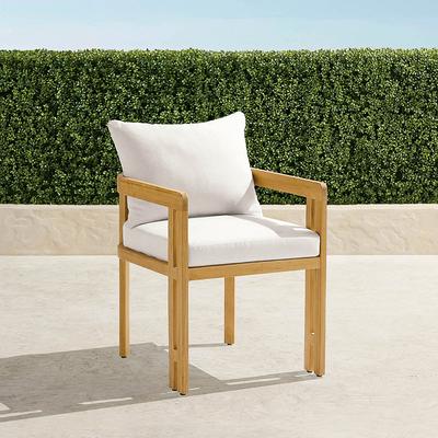Set of 2 Porticello Dining Chairs with Cushions in Natural Teak - Resort Stripe Indigo - Frontgate