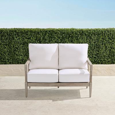 Winhill Loveseat with Cushions in Weathered Teak - Standard, Brick - Frontgate