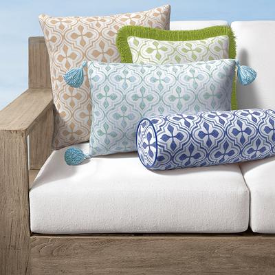Mallorie Tile Indoor/Outdoor Pillow - Glacier, 20" x 20" Square Glacier, 20" x 20" Square in Glacier with Knife Edge - Frontgate