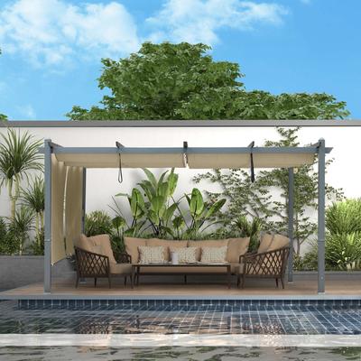 Aoodor 16x12 FT Outdoor Pergola with Retractable Shade Canopy for Patio, Backyard, and Deck