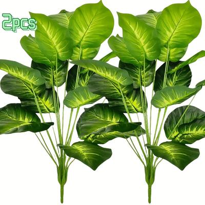 TEMU 2 High-quality Plants Featuring 12 Large Leaves Each, Ideal For Weddings, Hotels, Home And Garden Decoration, And Photography Backgrounds. No And Have A Lifelike . Image
