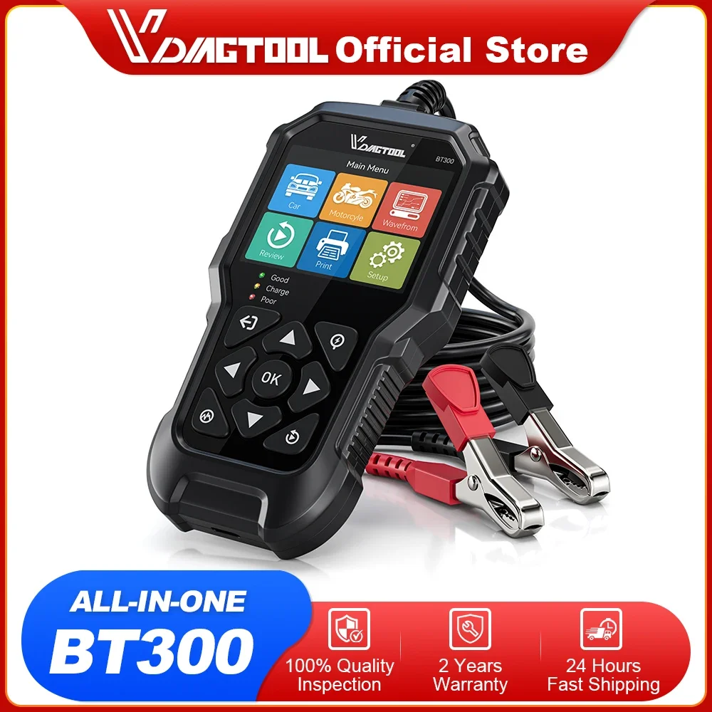 VDIAGTOOL BT300 6V 12V testeur de batterie de voiture testeur de système de démarrage de charge automobile pour moto voiture camion SUV ATV bateau