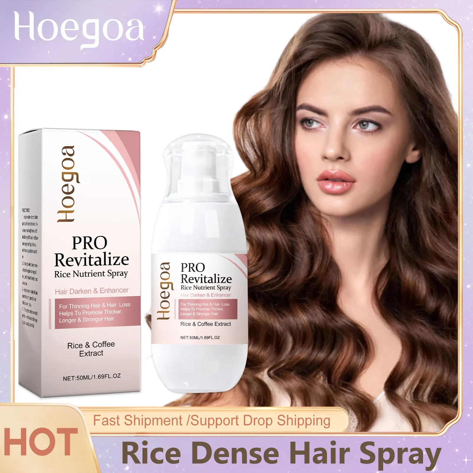 Fermentiertes Reiswasser für Haarwachstum, Haarwuchs, ätherisches Öl, Kopfhautbehandlung, Haarausfallkontrolle, Serum, pflanzliches, dichtes Haarspray Image