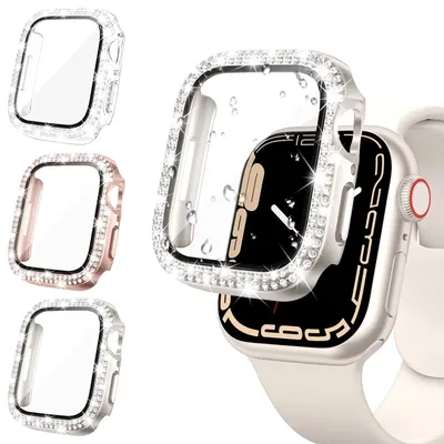 Glas + Diamant-Abdeckung für Apple Watch-Gehäuse 46 mm 42 mm 41 mm 45 mm 38 mm 49 mm Bling Bumper Image