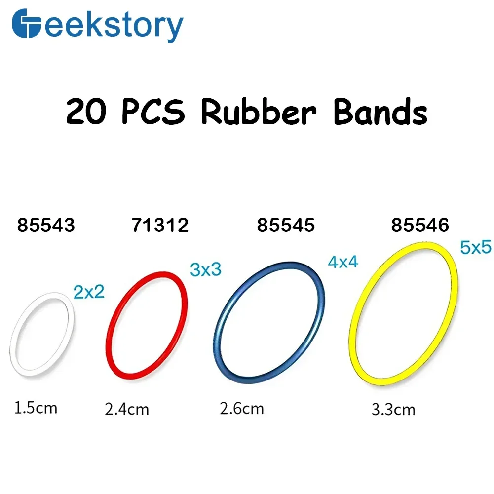 MOC Gummiband 2x2 3x3 4x4 5x5 High-Tech-Gummigürtel Ziegel Teile 85543 85544 Kompatibel mit Lernspielzeug Image