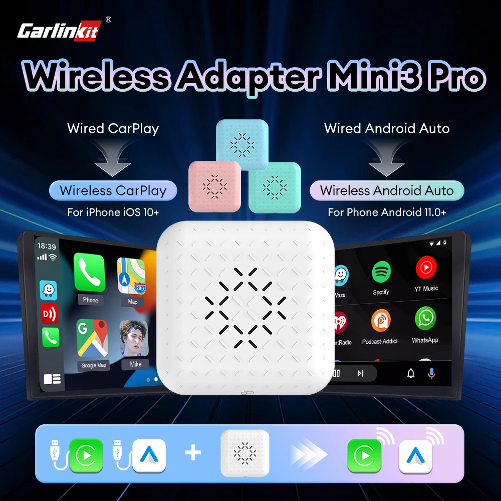 2026 Neuer Mini 5/3 Pro CarlinKit 5.0 Wireless-Adapter Wireless Android Auto CarPlay USB-Dongle 5 GHz WiFi BT Fast Connect Image