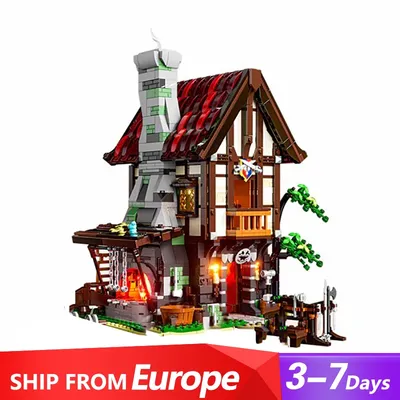 Klemmbausteine Schmieden Werkstatt Haus Gebäude Sets, City Store Modell mittelalter liche Burg Image