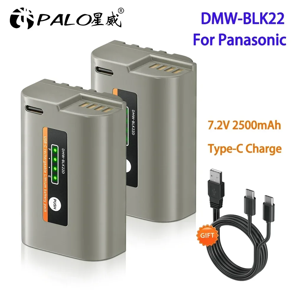 2500 mAh DMW BLK22 DMW-BLK22 Akku + Typ-C Schnellladekabel für Panasonic LUMIX S5 S5 II S5 IIX DC-S5 DC-S5 II Lumix GH5 GH6 Image