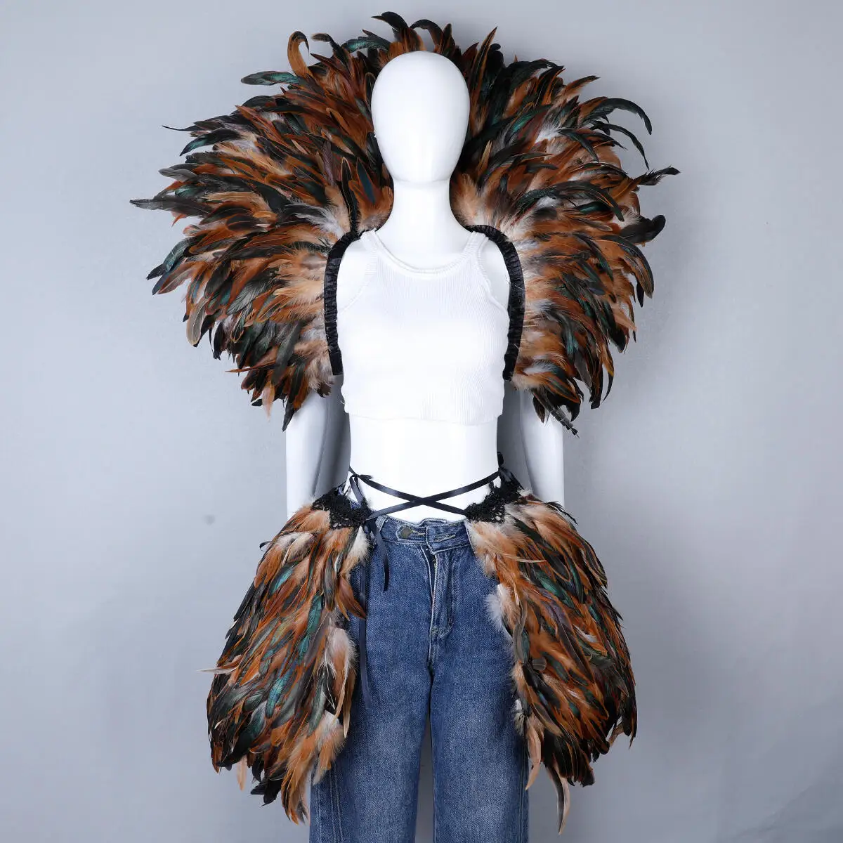 Punk Halloween Cosplay Y2k Schal Designer Karneval Maskenball Feder Elegante Damen Schal Party American Independence Day Punk