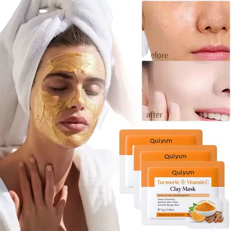 Kurkuma-Gesichtsmasken, Hautpflege, Gesichts-Makel-Entferner, Vitamin C, Tiefenreinigung der Poren, schrumpfende Peeling-Feuchtigkeits-Gesichtsmaske Image