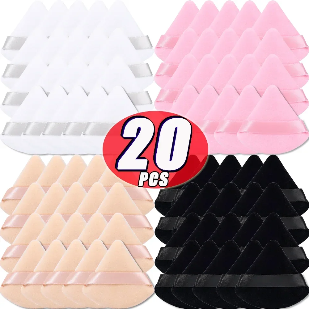 1-20 stücke Kurze Plüsch Dreieck Make-Up Puffs Dreieck Samt Waschbar Puderquaste Kosmetik Auge Schönheit Make-Up-Tool Wiederverwendbare schwamm