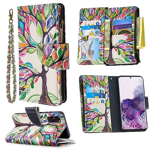 Handy Hülle Handyhüllen Für Samsung Galaxy S26 Ultra Plus S25 S24 S23 Ultra Plus A73 A53 Brieftaschenhülle Mit Ständer Kartenhalter Muster Baum PU-Leder Image