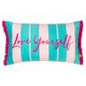 Furn. Love Yourself Striped Velvet Cushion - Blue - One Size | Furn. Sale | Discount Designer Brands