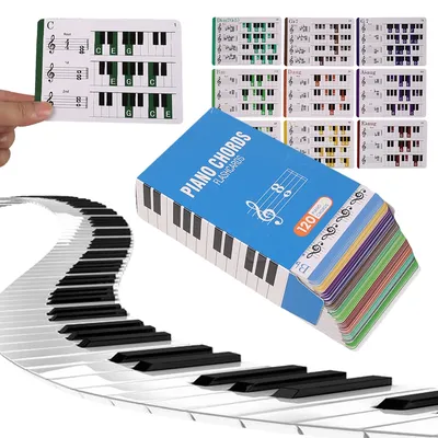 Fun Educational Flashcards with Piano Chords Chart Piano Reference Cards for Beginner Seasoned