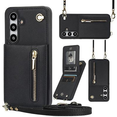 Phone Case For Samsung Galaxy S24 S23 S22 S21 S20 Ultra Plus FE S25 Ultra Back Cover Wallet Case Zipper with Lanyard Kickstand Retro TPU PU Leather