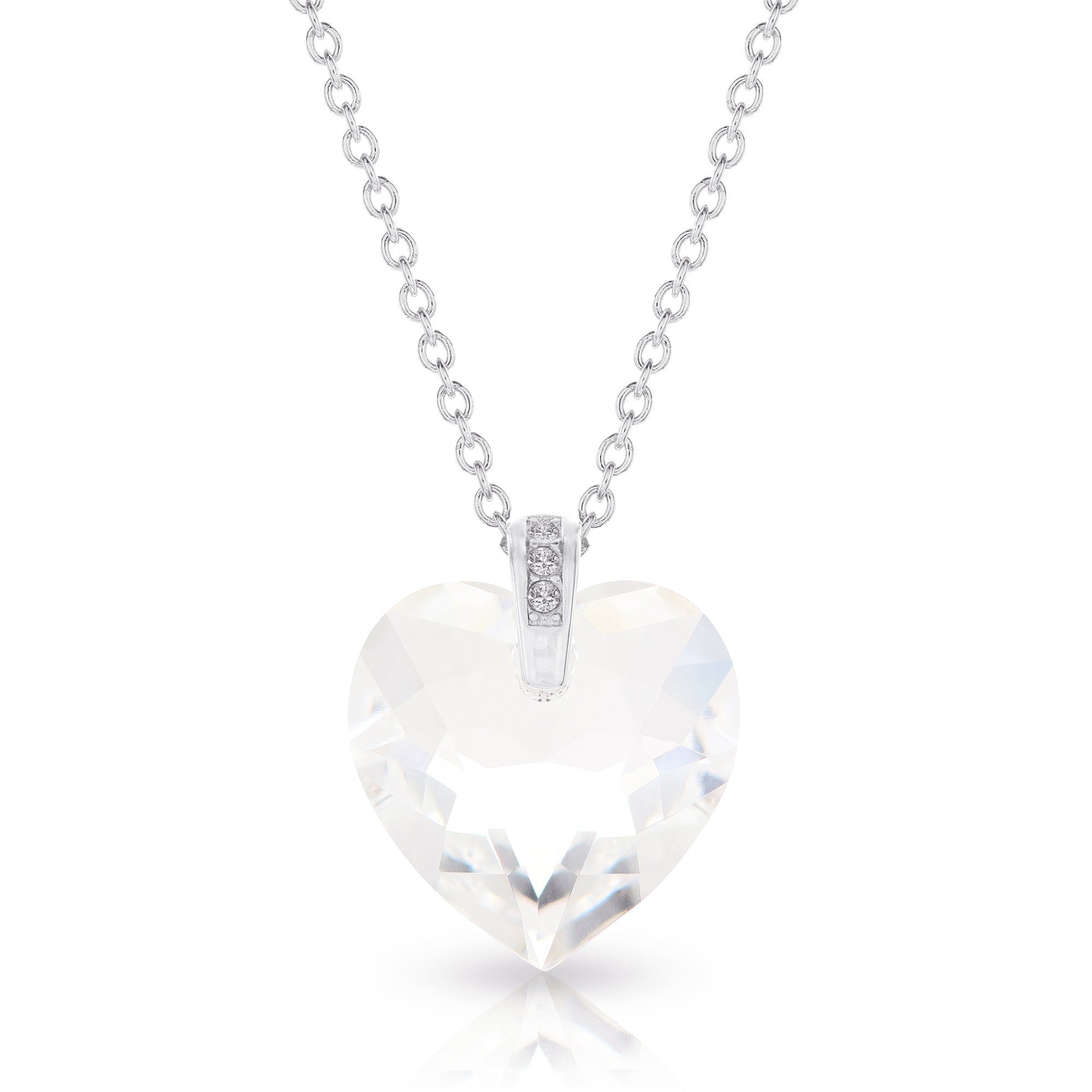 Collana a forma di cuore di cristallo * Collana d'amore * Ciondolo a forma di cuore scintillante * Collana in argento sterling 925 * Regalo fatto a ma