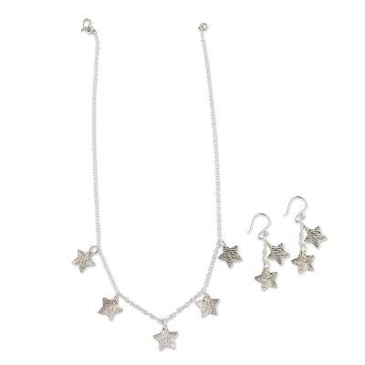 Sterling silver jewelry set, 'Tears of San Lorenzo'