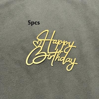 TEMU 5pcs, Happy Birthday Acrylic Cake Toppers, Dessert Table Decorations, Baking Accessories, Party Supplies For Back-to-, Thanksgiving, , And Image
