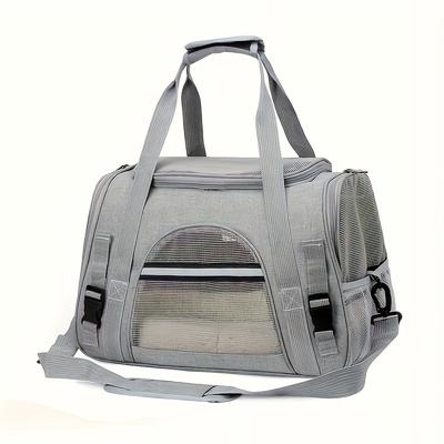 TEMU Portable Cat Carrier Bag, Breathable Polyester Soft-sided Travel Pet Bag With Zipper Closure, Outdoor Image